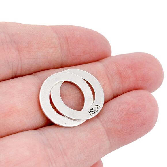 Vintage Sterling Silver 925 Double Linked Name Rings "Isla" "Lachlan" Pendant - Picture 1 of 6